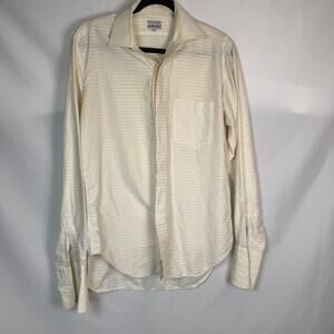 Valentini Mens Dress Shirt French Cuffs Ivory Stripe Vintage RARE